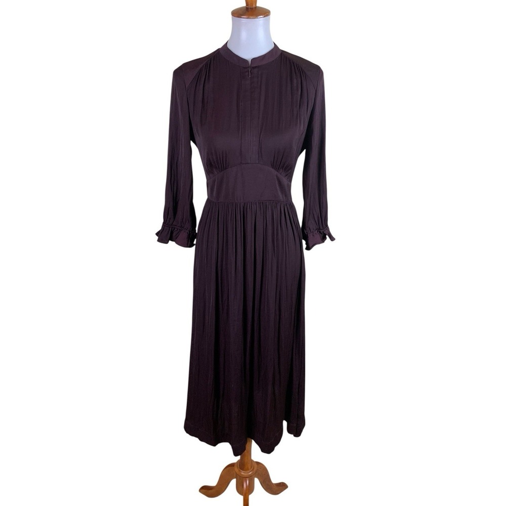 Scotch And Soda Burgundy Prairie Midi Dress Romantic Cottagecore XS